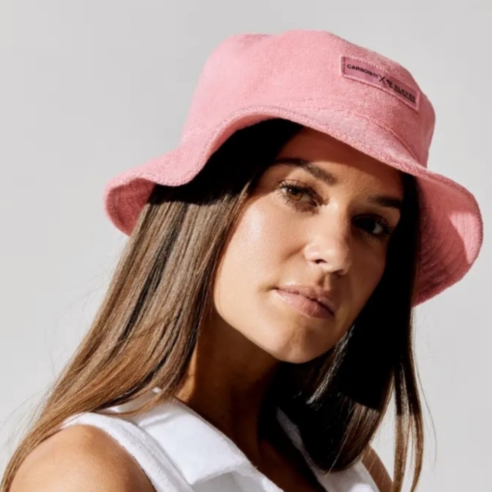 Carbon38 X Eleven By Venus Williams Terry Cloth Pink Tennis Bucket Hat